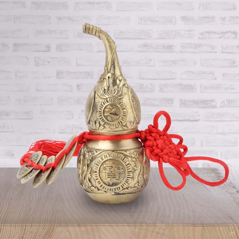 Hilitand Brass Good Luck Wu Lou Hu Lu Gourd Feng Shui Luck and Treasure for Housewarming Gifts Home Decoration - Image 1